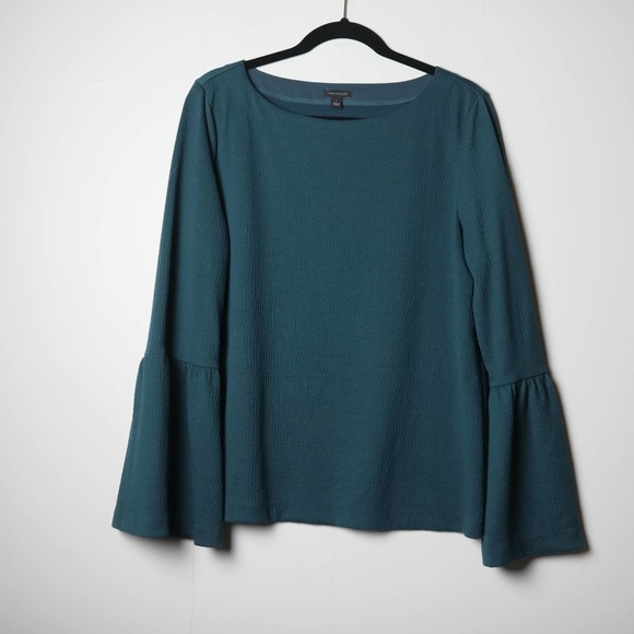 Ann Taylor Tops - Ann Taylor Textured Knit Dark Teal Green Jewel Tone Oversized Bell Sleeve Top